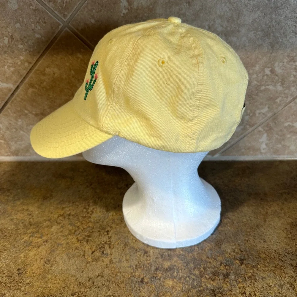 Cactus Embroidered Yellow Adjustable Cotton Baseball Trucker Cap Women Golf, Gym